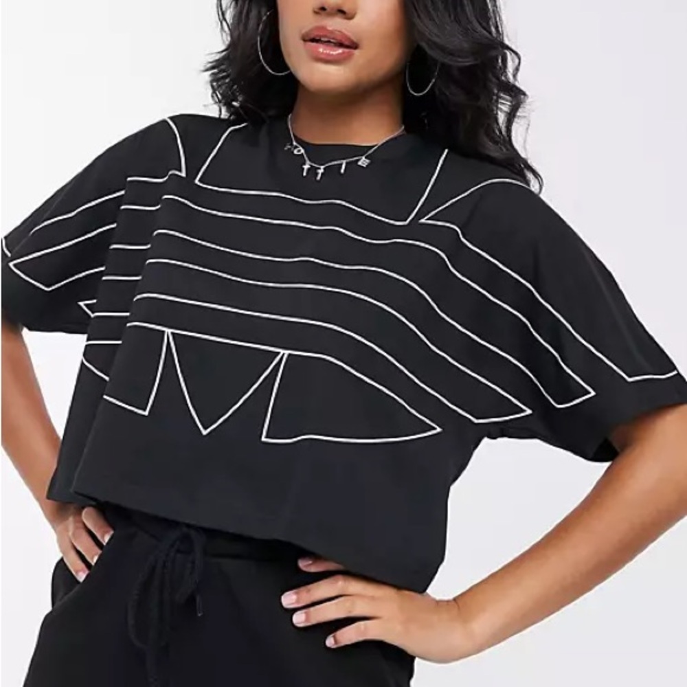 Adidas Black Originals Trefoil Boxy Tee Size Small